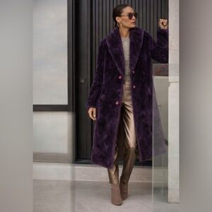 Royal Amethyst Plush Faux Fur Statement Coat